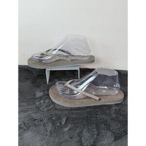 Sophie Sue Women’s Size 8 Rhinestone Flip Flops Gray Snakeskin Sparkle Sandals